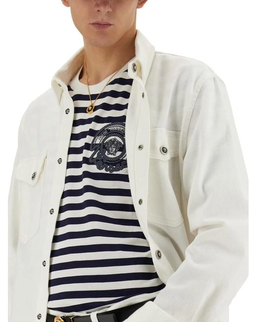 Versace Blue Striped T-Shirt for men