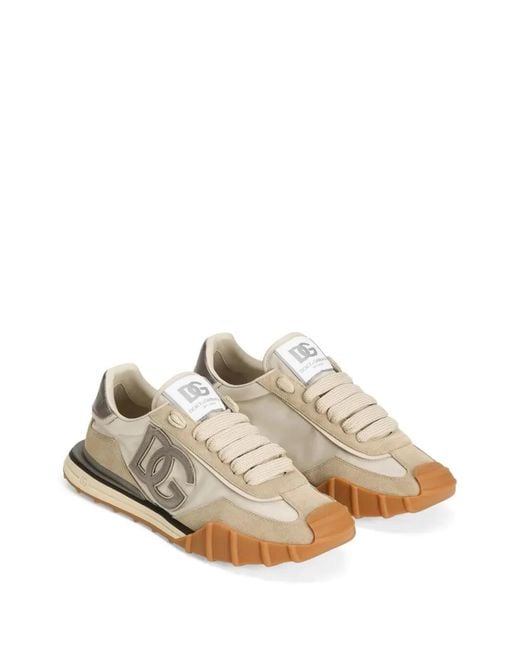 Dolce & Gabbana White Dolce & Gabbana Dg Athletic Fabric And Suede Sneakers for men