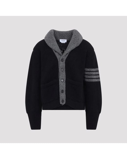 Thom Browne Black 65 Jersey Collar Cardigan for men