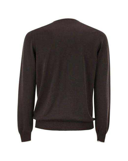 Fay Black Cotton Crew Neck Jumper for men