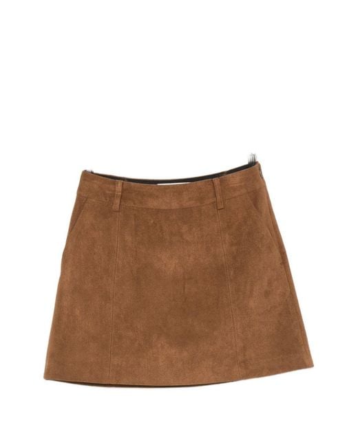 DUNST Brown Suede Effect Mini Skirt