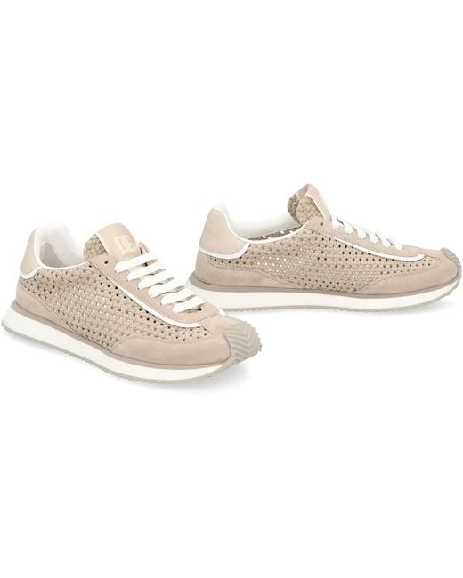 Dolce & Gabbana Natural Dolce & Gabbana Leather And Fabric Low-Top Sneakers for men