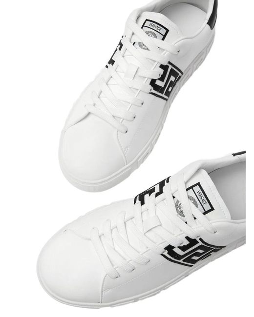Versace White Greca Leather Sneakers