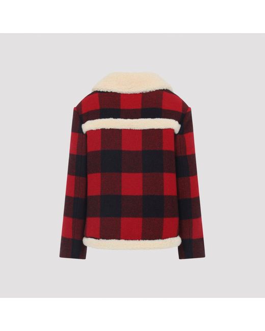 Céline Red Caban Shearling Jacket
