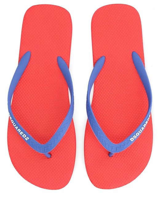 DSquared² Red Flip Plop Slipper With Logo for men