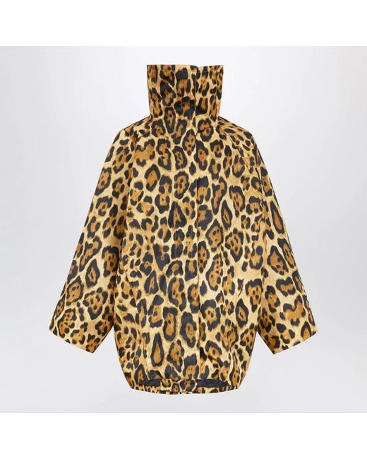 Alaïa Metallic Alaia Layered Ocelotprint Twill Coat, Noir Caramel