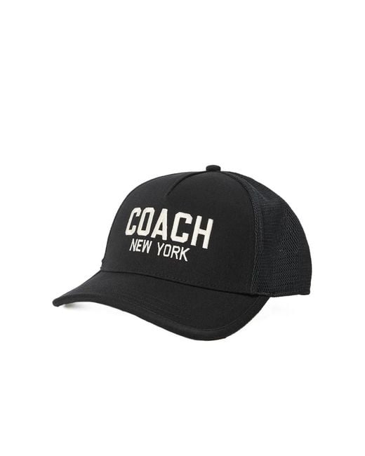 COACH Black Embroidered Logo Trucker Hat Cap
