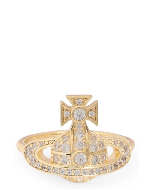 Vivienne Westwood White Little Orb Ring With Crystals