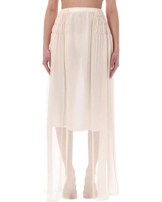 Dries Van Noten Pink Long Sheer Chiffon Skirt