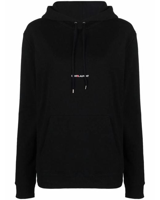 Saint Laurent Black Logo Cotton Hoodie