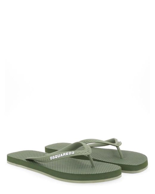 DSquared² Green Flip Plop Slipper With Logo for men