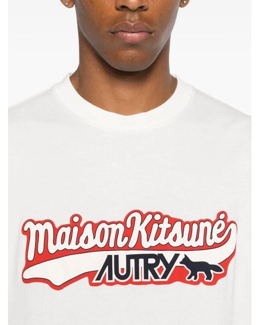 Autry X Maison Kitsune White Tshirt With Logo