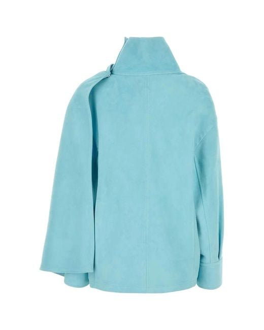 Bottega Veneta Blue Leather Blouse