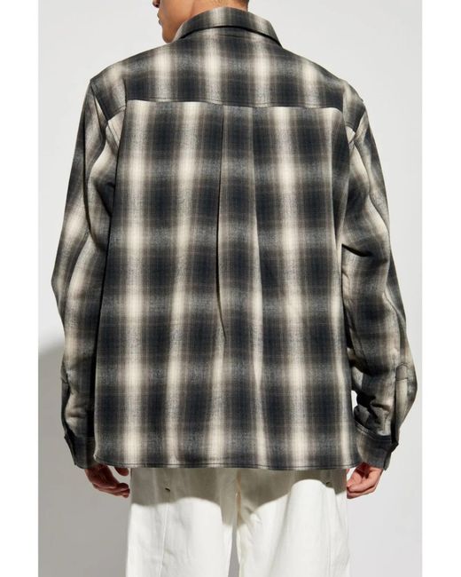 Rhude Gray Racing Flannel for men