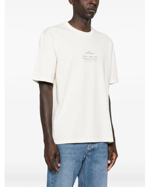 Stone Island White Cotton T-Shirt for men