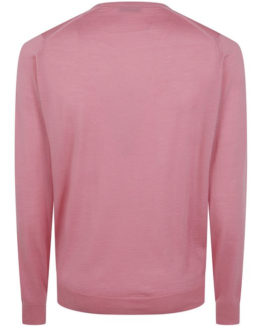 John Smedley Pink "Lundy" Crewneck Long Sleeves Pullover for men