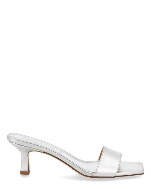 Aeyde White Laminated Nappa Leather Cross Breed Lamb Leather Sandals