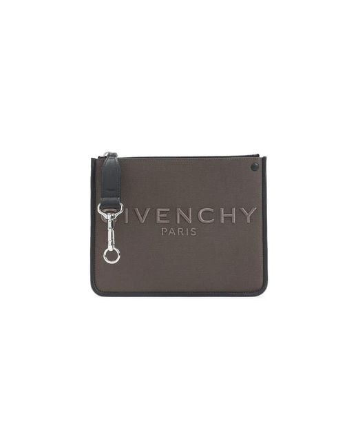 Givenchy Gray Canvas Zipped Pouch for men