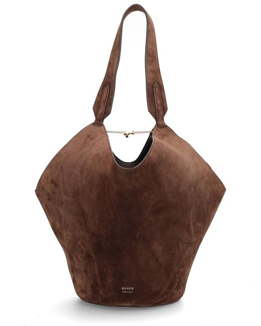 Khaite Brown Suede Shoulder Tote Bag