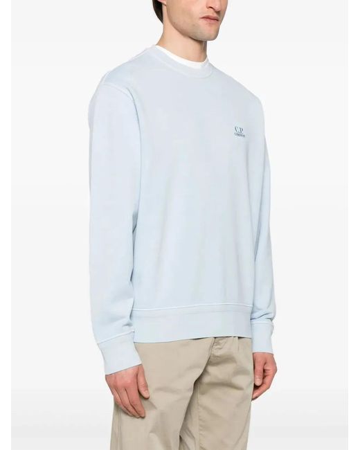 C P Company Blue C.P.Company Logo Embroidered Sweatshirt for men