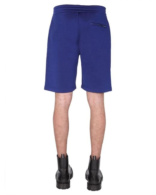 McQueen Blue Shorts With Embroidered Logo for men