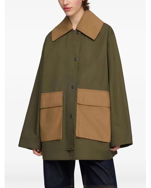 Ganni Green Patch-Pocket Cotton Military Jacket