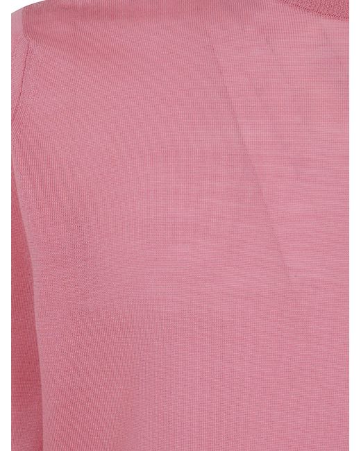 John Smedley Pink "Lundy" Crewneck Long Sleeves Pullover for men