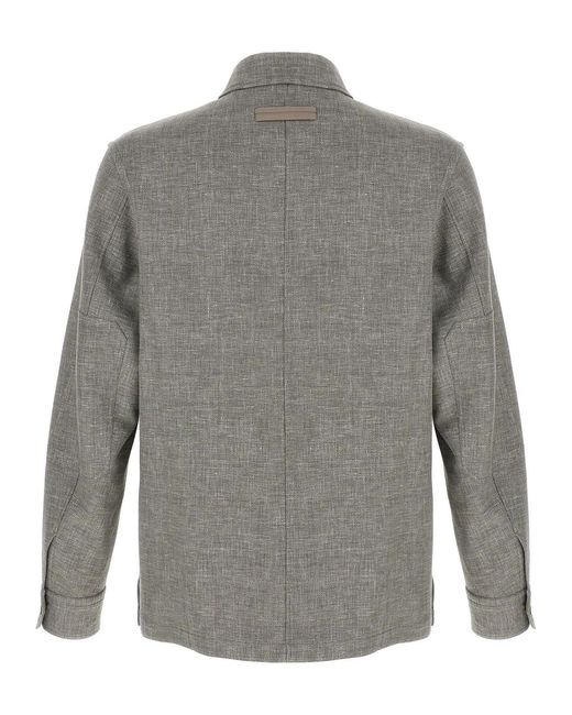 Zegna Gray 'Crossover' Overshirt for men