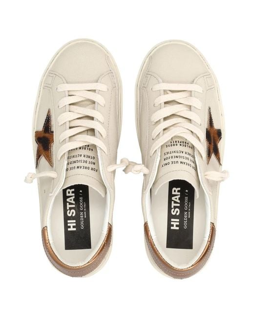 Golden Goose Deluxe Brand White Hi Star Platform Sneakers