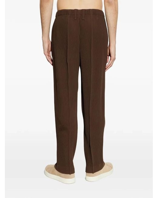 HOMME PLISSÉ Brown Homme Plisse Homme Plisse Issey Miyake Tuxedo Pleated Trousers for men