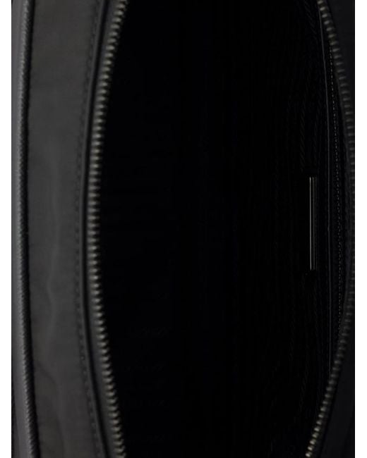 Prada Black Recycled Polyamide Calf Leather Handbag for men