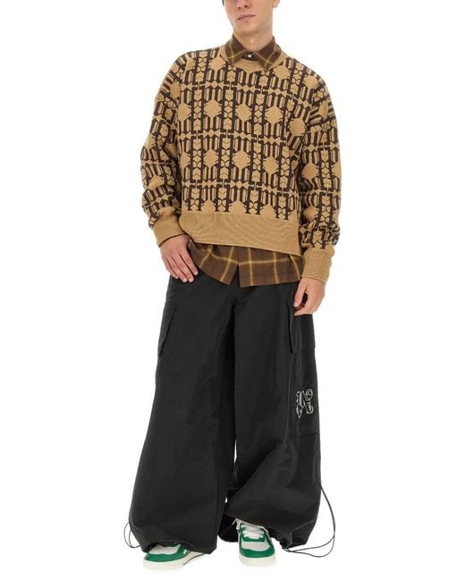 Palm Angels Natural Jacquard Sweater for men