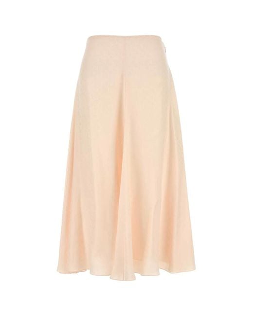Fendi Natural Ff Logo Silk Skirt