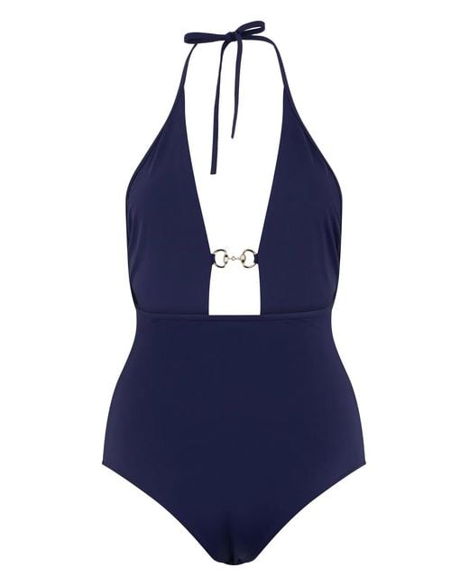 Gucci Blue One-Piece With Clamp Details