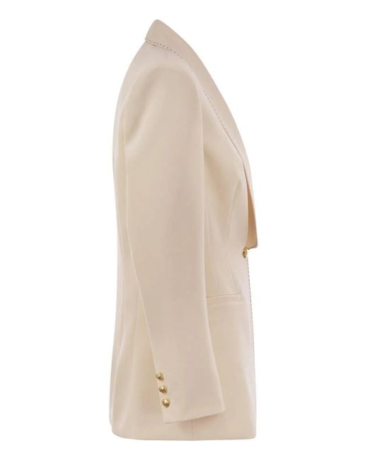 Elisabetta Franchi Natural Crepe Jacket With Contrasting Topstitching