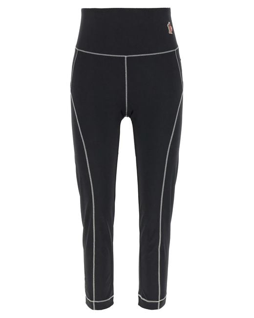 Moncler Black Logo Patch Leggings