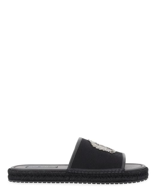 Dolce & Gabbana Black Dolce & Gabbana Cotton Leather Flats for men