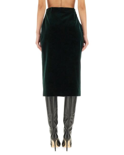 Saint Laurent Black Velvet Crossover Midi Skirt