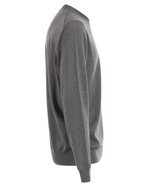 Boss Gray Regular Fit Virgin Wool Jumper With Embroidered Logo for men