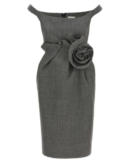 Magda Butrym Gray 3D Flower Dress
