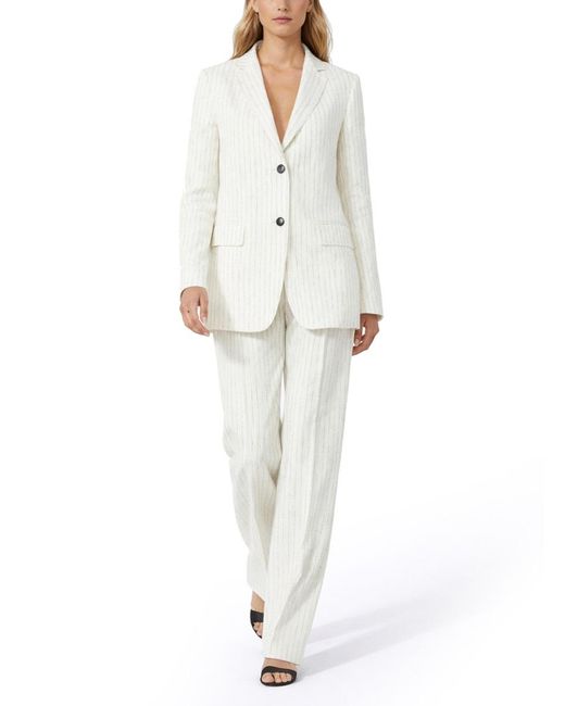 Max Mara White Linen Pinstripe Blazer