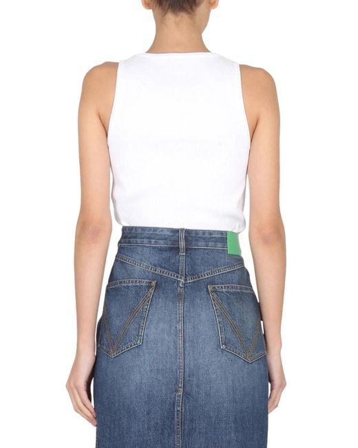 Bottega Veneta Blue Ribbed Dry Stretch Cotton Top