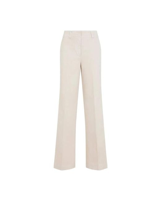 Peserico White Wide Leg Bul Cotton Pants
