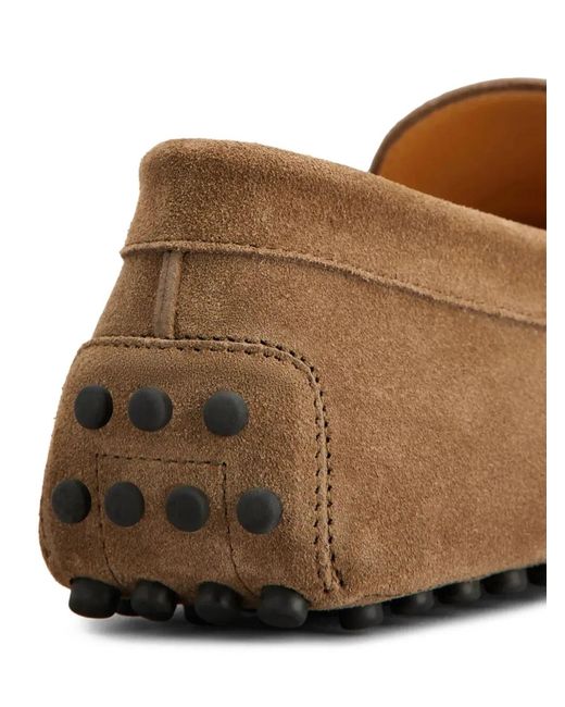 Tod's Brown Gommino Suede Loafers With Lace for men