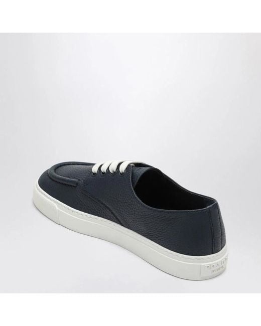 Prada Blue Baltic Hammered Leather Sneaker for men