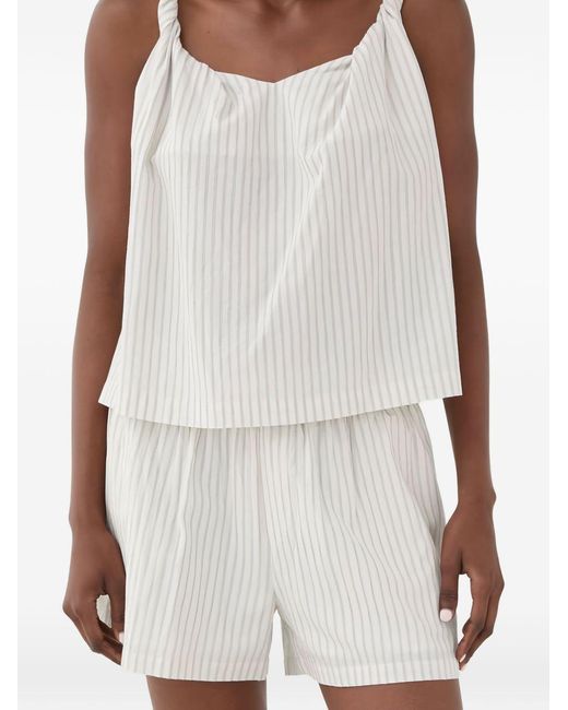 ELEH White Striped Round Neck Top