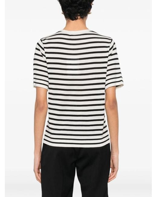 Soft Goat White Striped Short Sleeves
