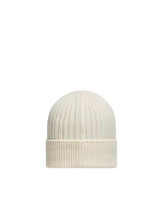 Moncler White Wool Beanie for men