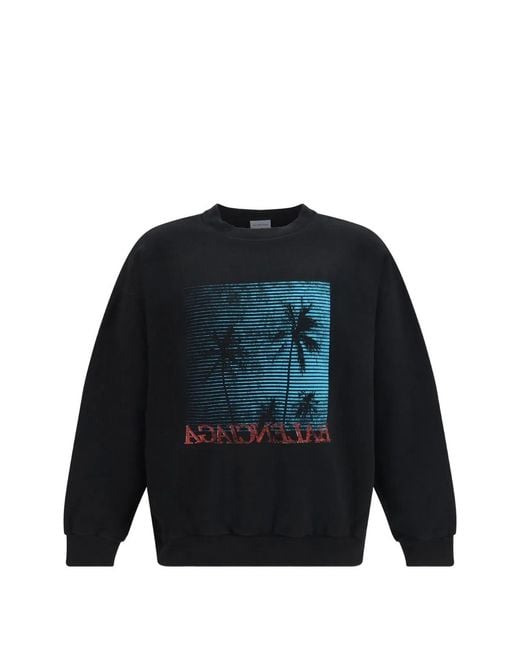 Balenciaga Blue Palm-Print Cotton Sweater for men