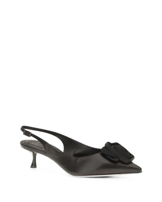 Roger Vivier Black Rose Vivier Sling-Back Heeled Pumps